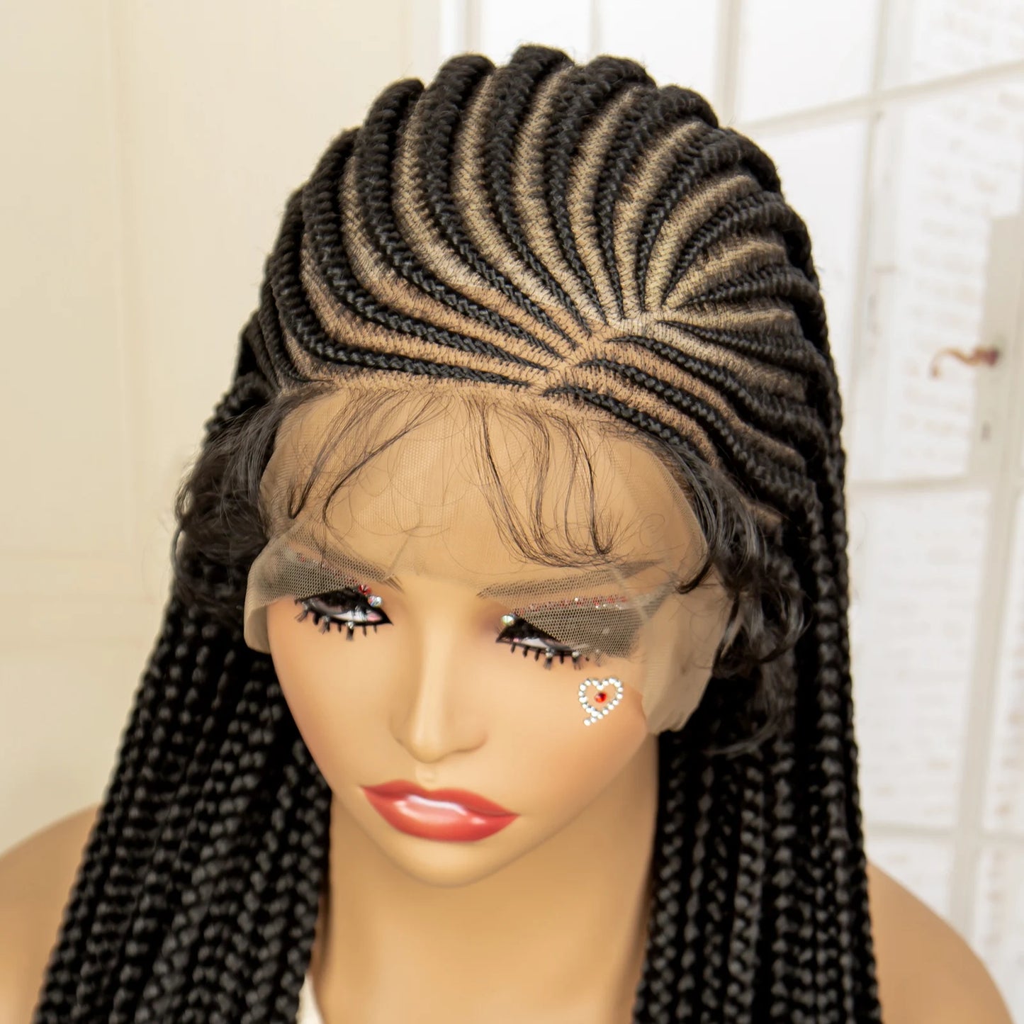 Full Lace Cornrow Long Box Braids Wig with Baby Hair