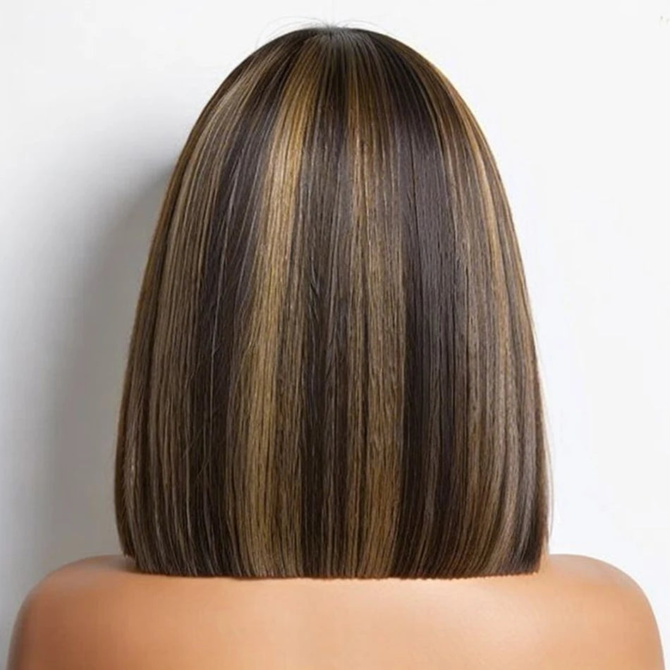 Short Bone Straight Bob Wig Lace Front Human Hair