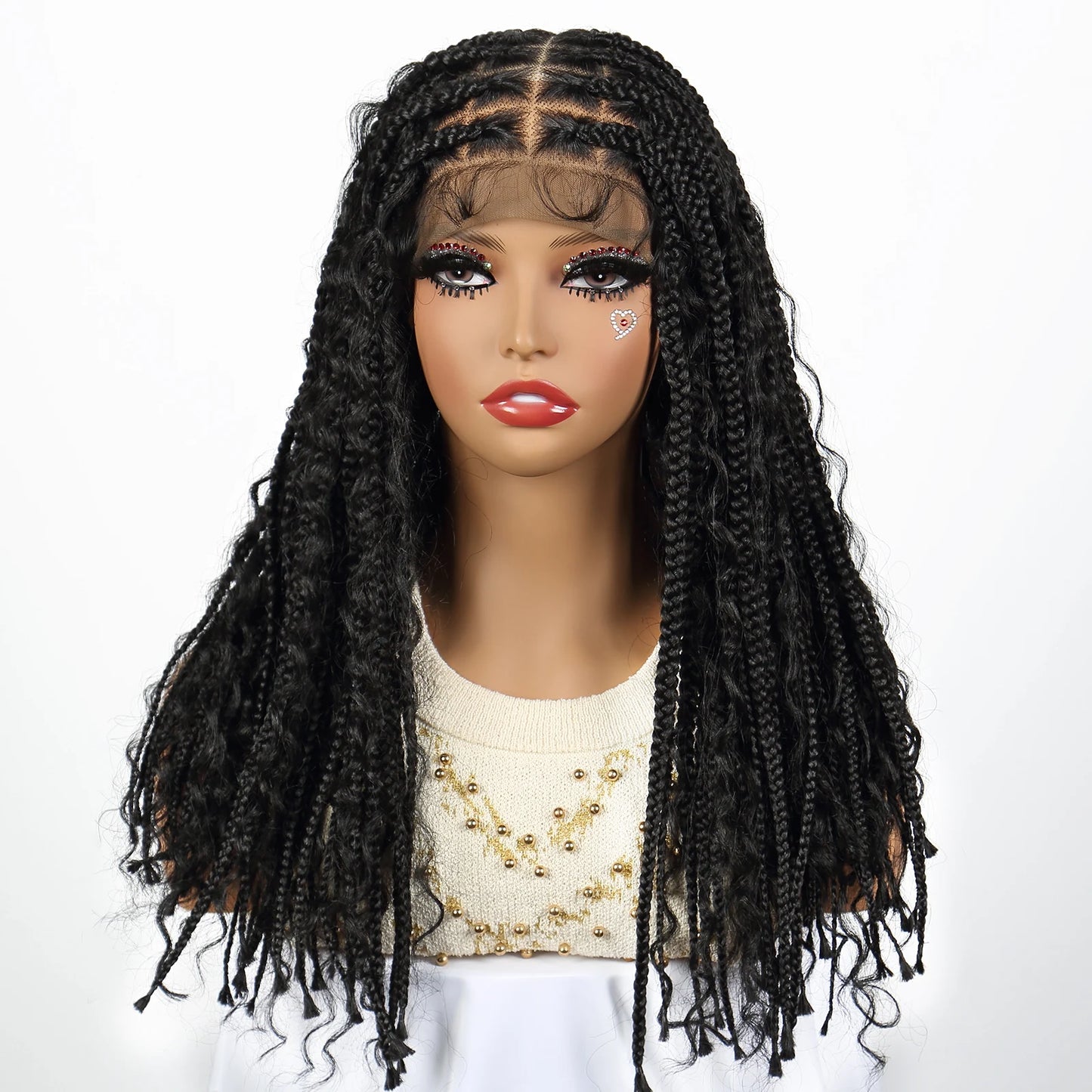 Full Lace Knotless Box Braided Curly Wig