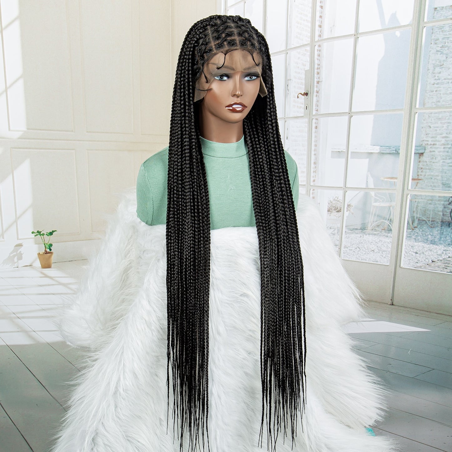 Knotless Cornrow Lace Box Braided Full Lace Synthetic Wigs - Supreme Lush Hair