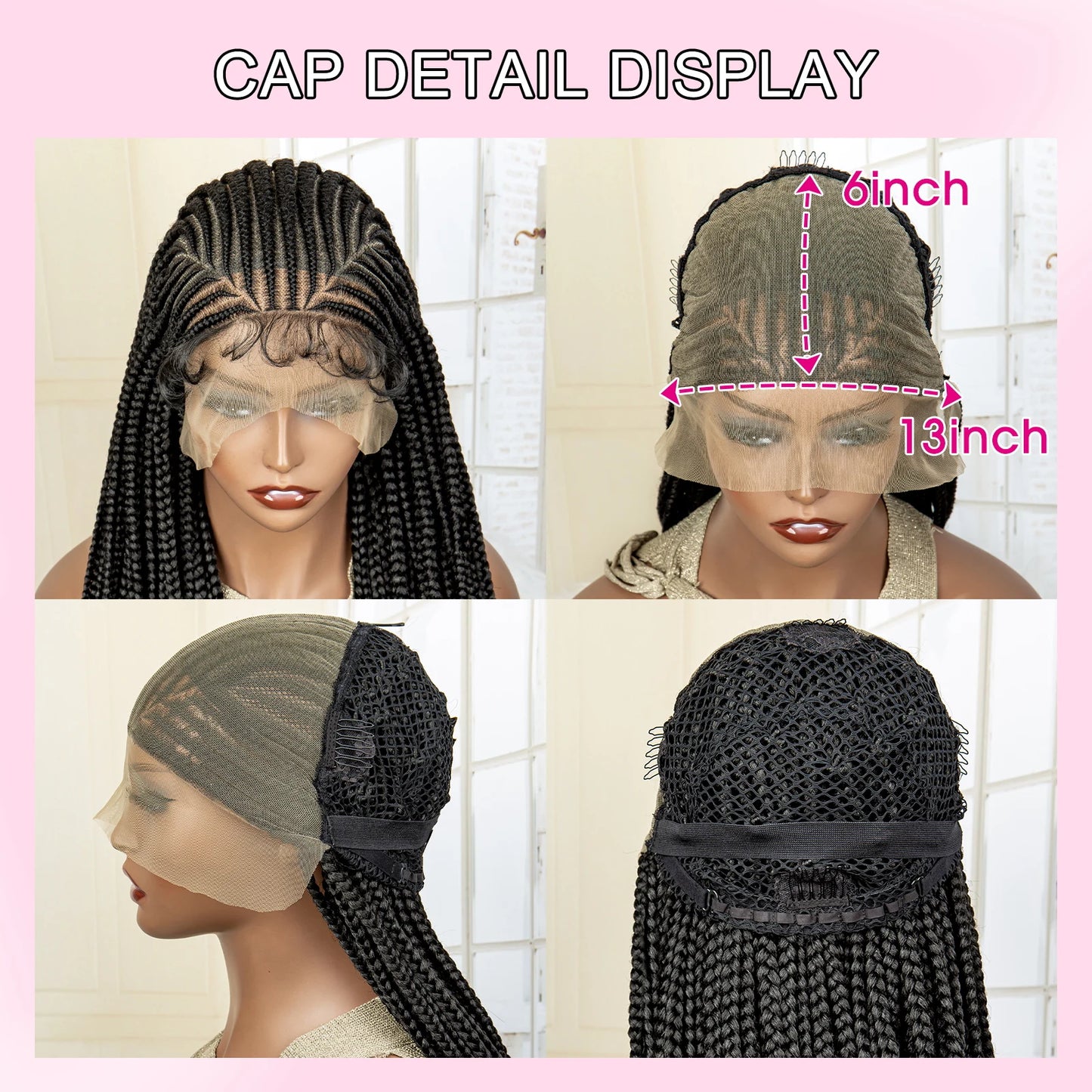 Lace Frontal Afro Synthetic Braided Cornrow Wigs