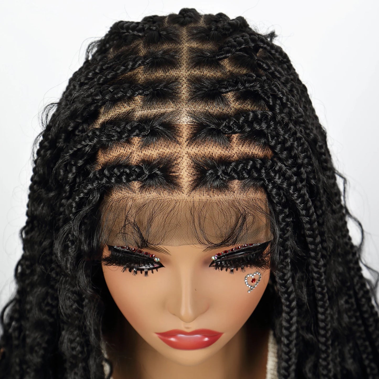 Full Lace Knotless Box Braided Curly Wig