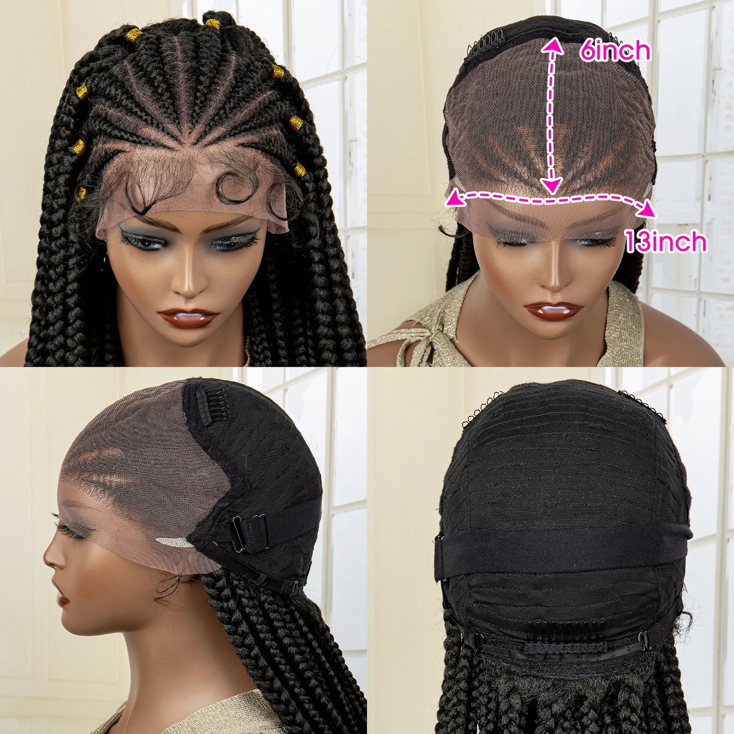 Knotless Cornrow Braids Lace Front Wigs 28 Inches Hair