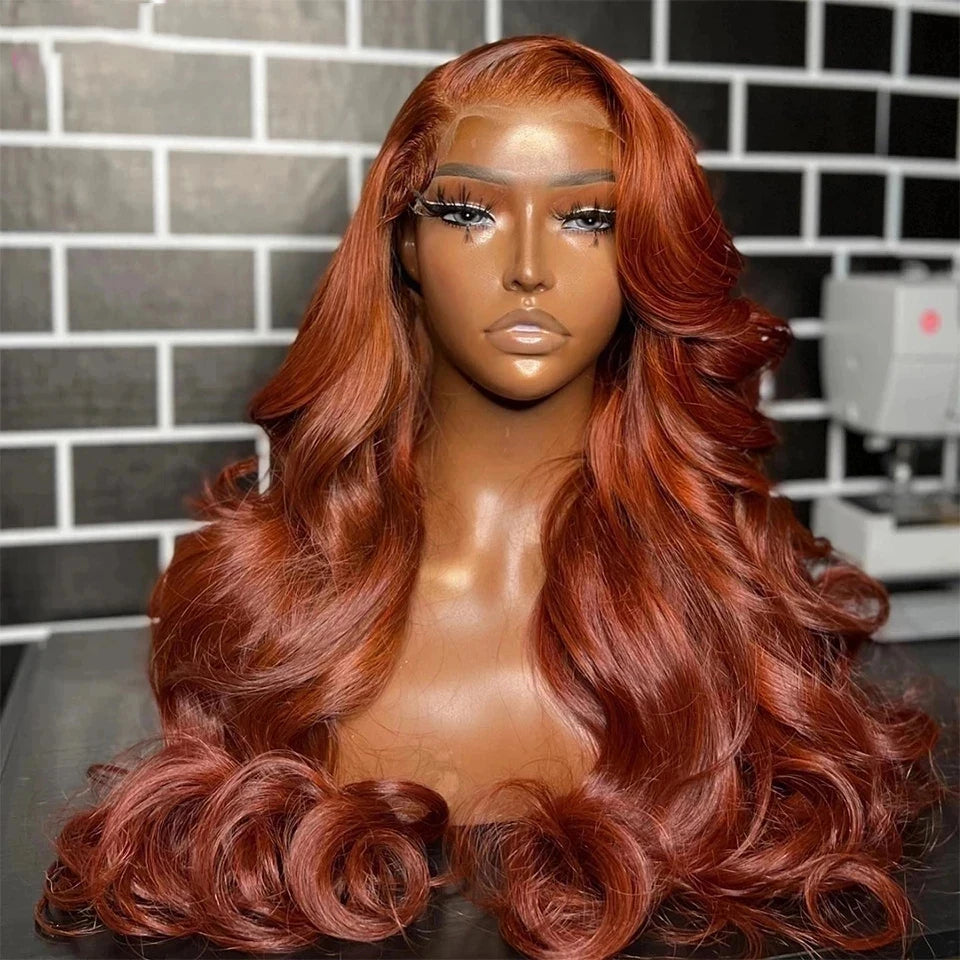 Reddish Brown Body Wave Lace Front Pre Plucked Closure Wig