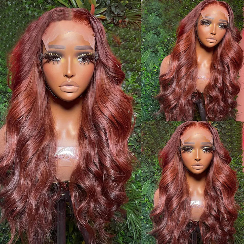 Reddish Brown Body Wave Lace Frontal Human Hair Wig