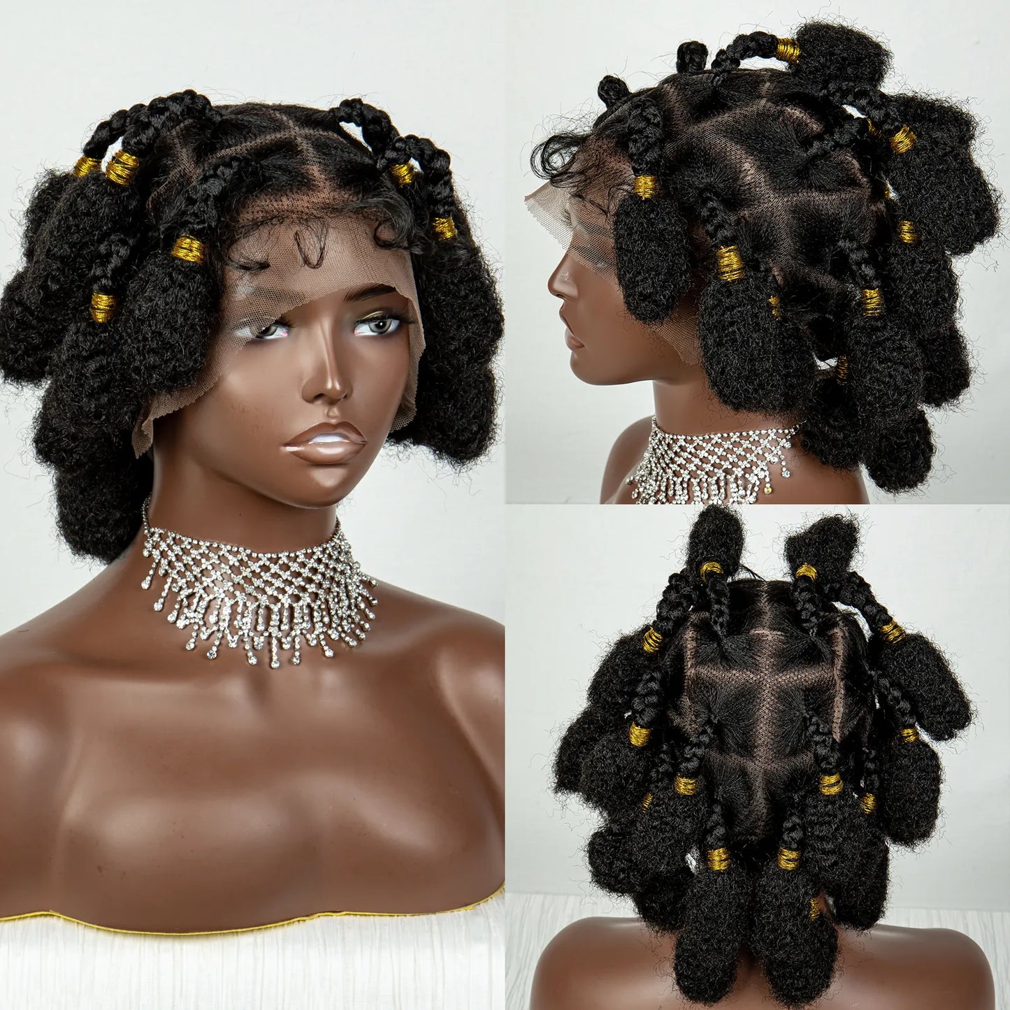 Short Bantu Braided Knotless Box Braided Synthetic Full Lace