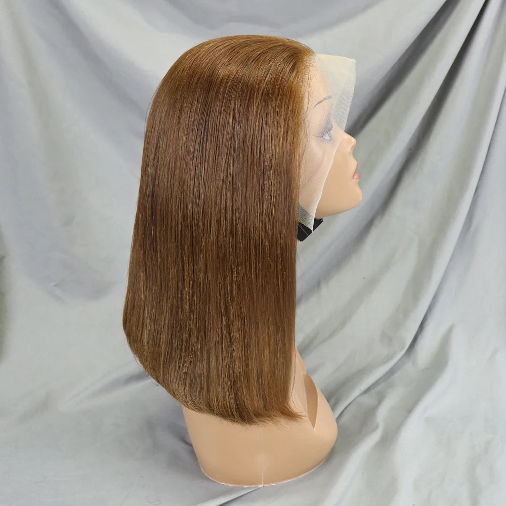 Bone Straight Lace Frontal Pre Plucked Brazilian Short Bob Remy Wig