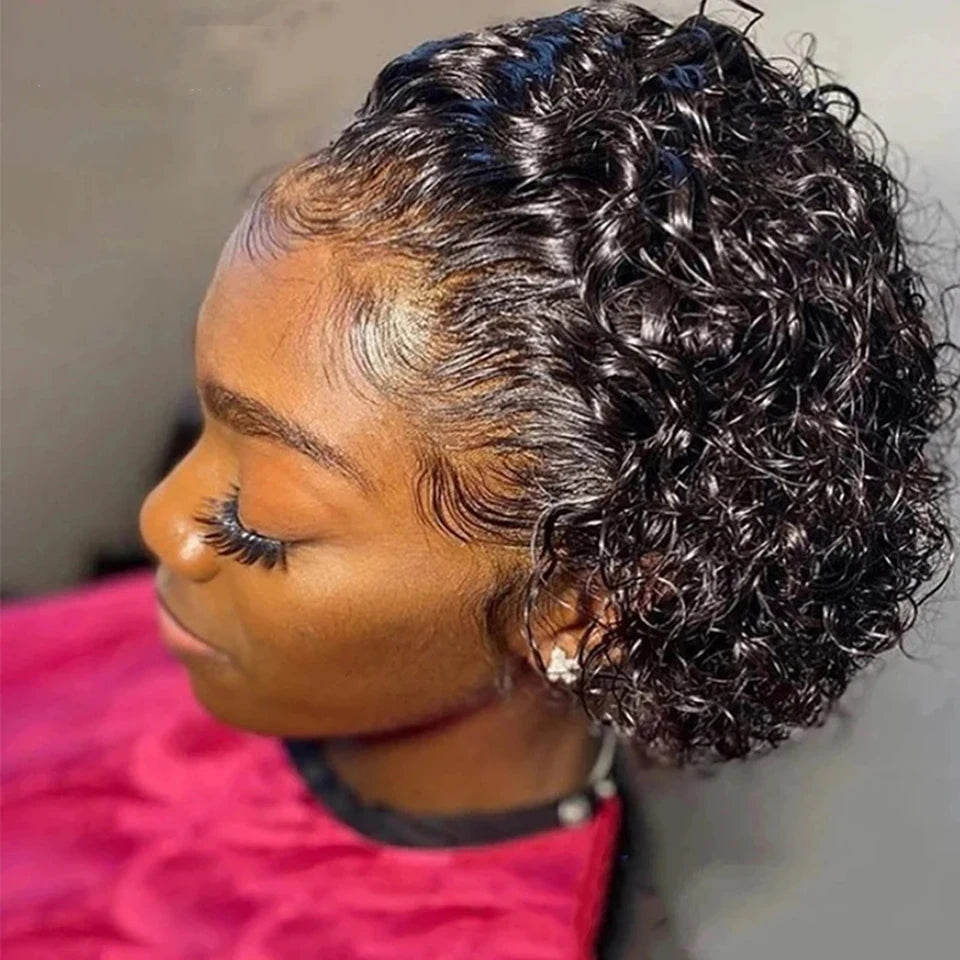 Glueless Deep Wave Short Pixie Cut Curly Lace Front Wig