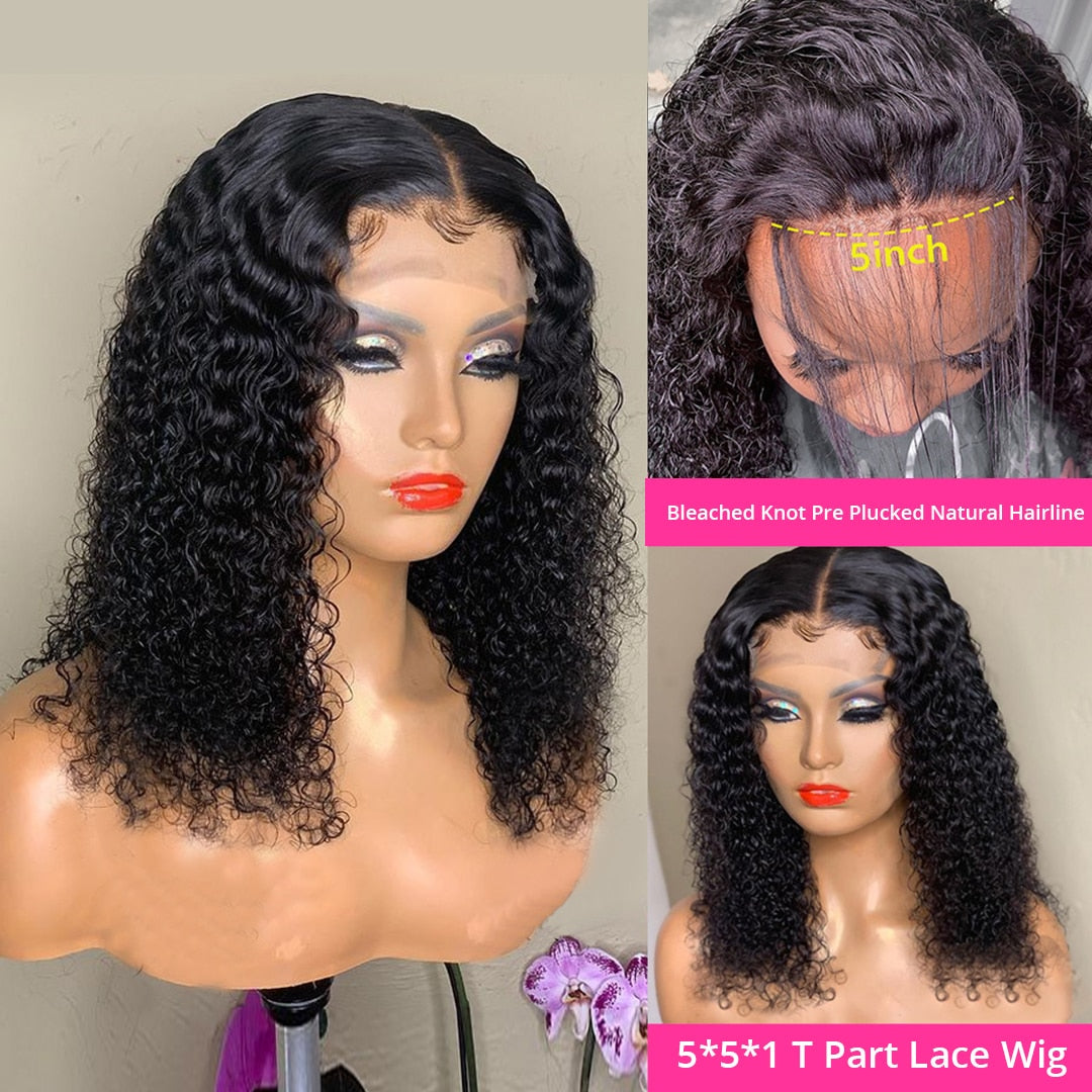 Short Curly Bob Deep Wave Frontal Brazilian Curly Human Hair - Supreme Lush Hair