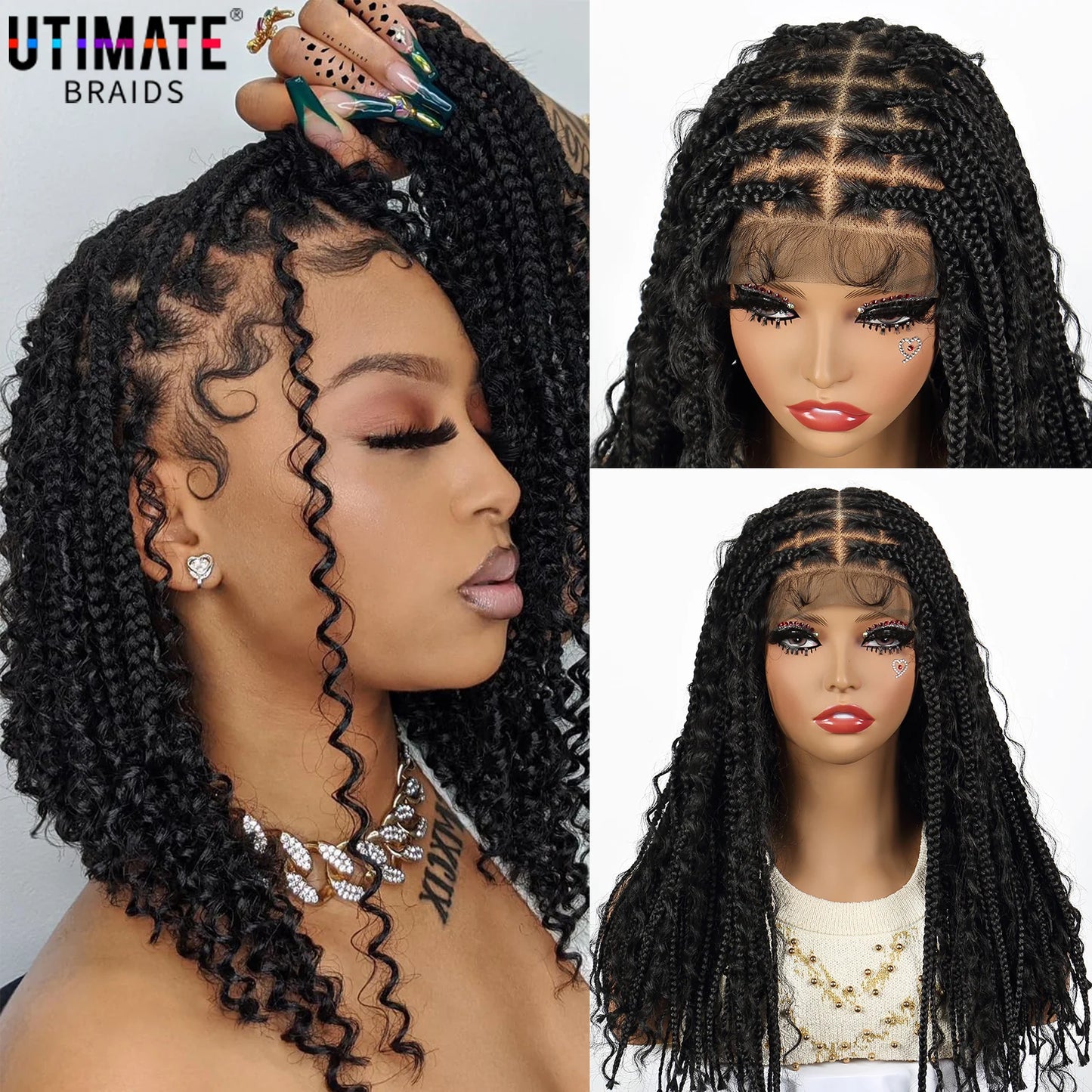 Full Lace Knotless Box Braided Curly Wig