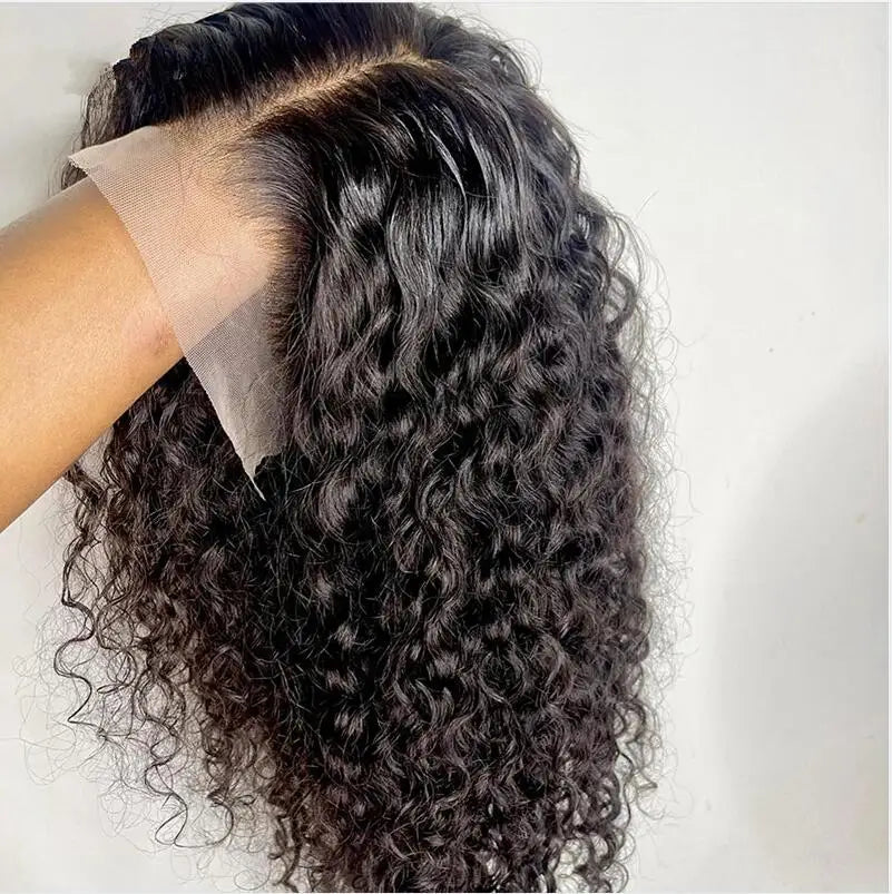 Kinky Curly Pre plucked 180%Density Glueless Deep Lace Front Wig