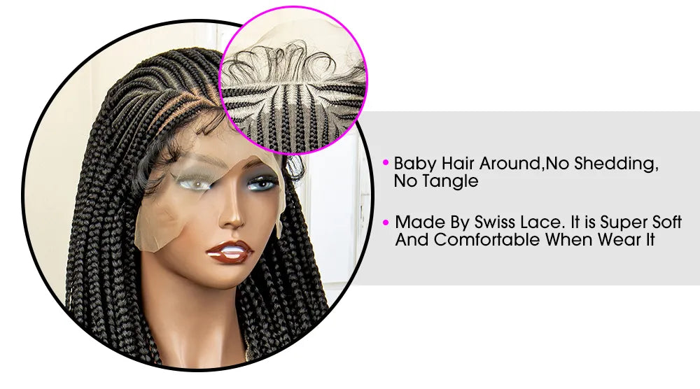 Lace Frontal Afro Synthetic Braided Cornrow Wigs