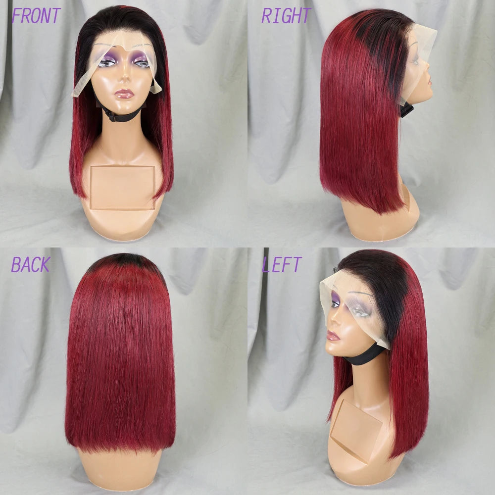 Bone Straight Lace Frontal Pre Plucked Brazilian Short Bob Remy Wig