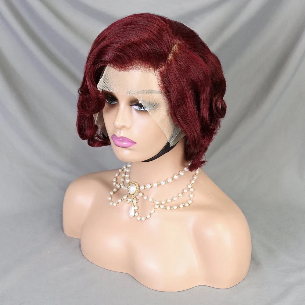 Pixie Cut Wig Short Bob Human Hair Transparent Lace Human Hair