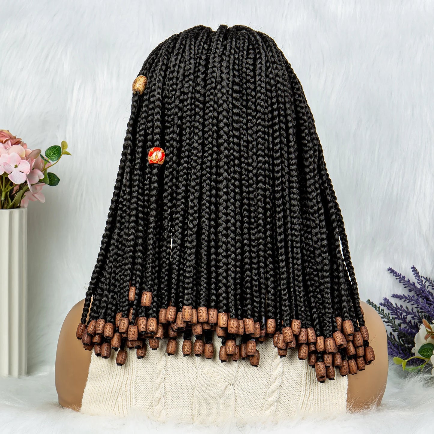 Lace Front Braided Synthetic Braids With Beads 14 inches