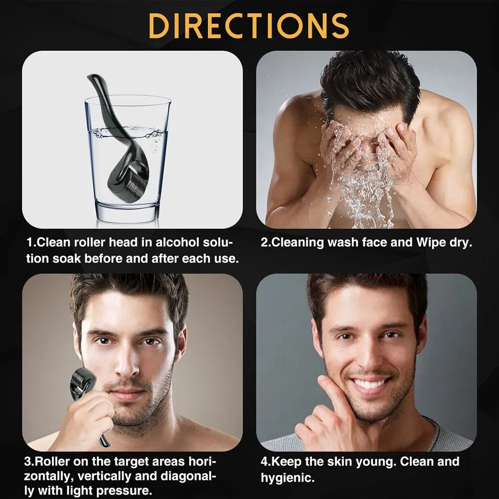 Micro Needle 540 Derma Roller Titanium Hair Regrowth Beard Growth Anti Hair Loss Treatment Thinning Receding