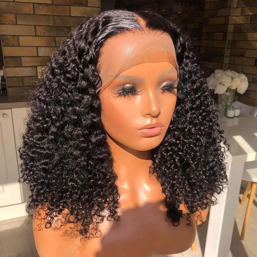 Deep Wave Short Bob T Part Lace Frontal Wig Human Hair Pre plucked Baby Hair