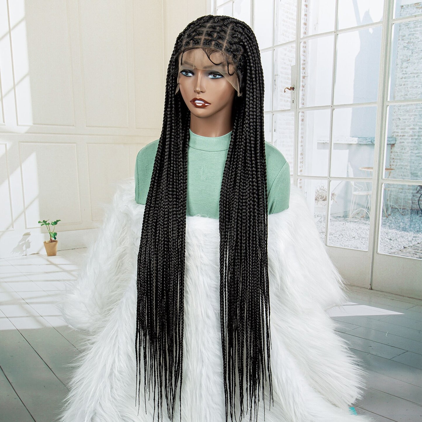 Knotless Cornrow Lace Box Braided Full Lace Synthetic Wigs - Supreme Lush Hair