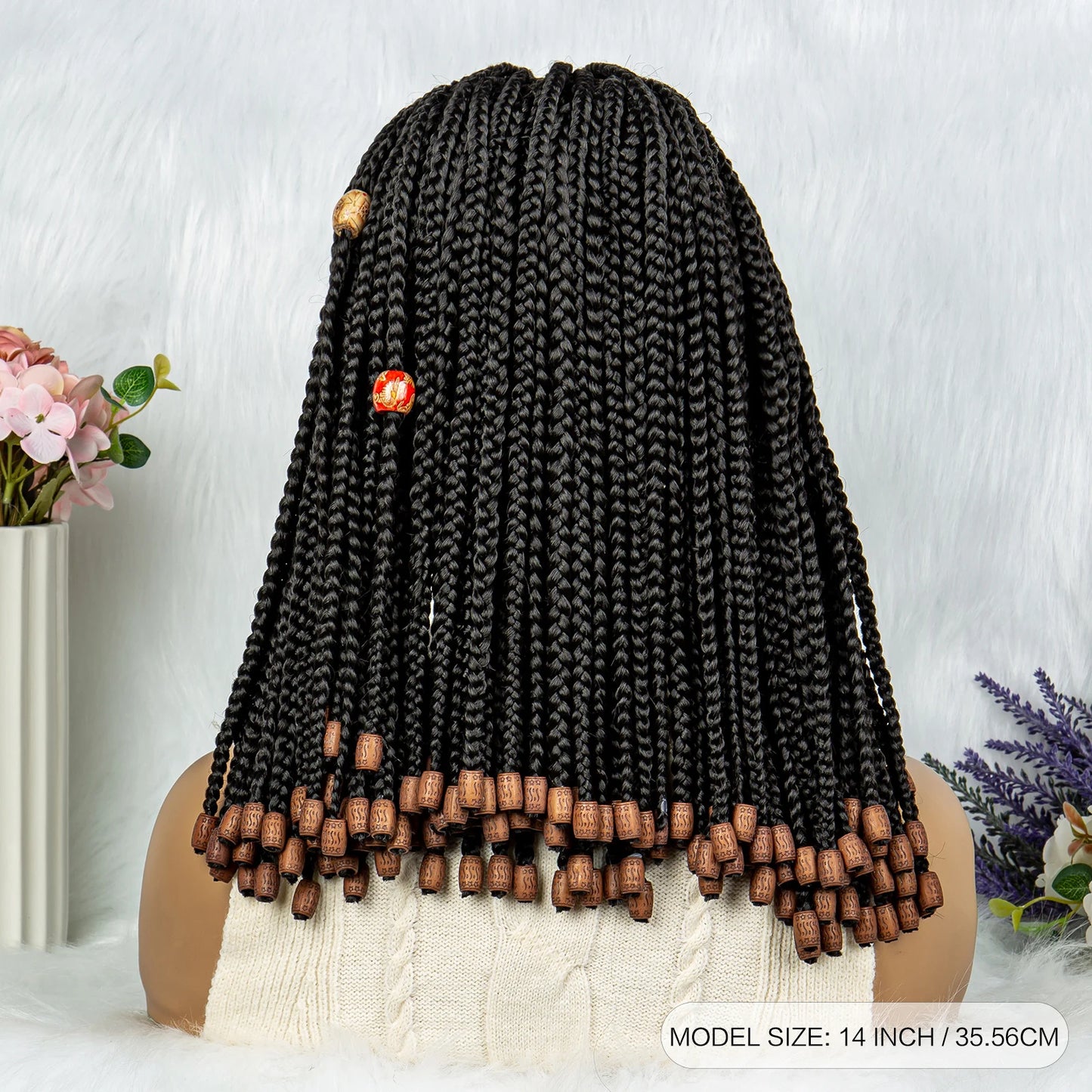 Lace Front Braided Synthetic Braids With Beads 14 inches