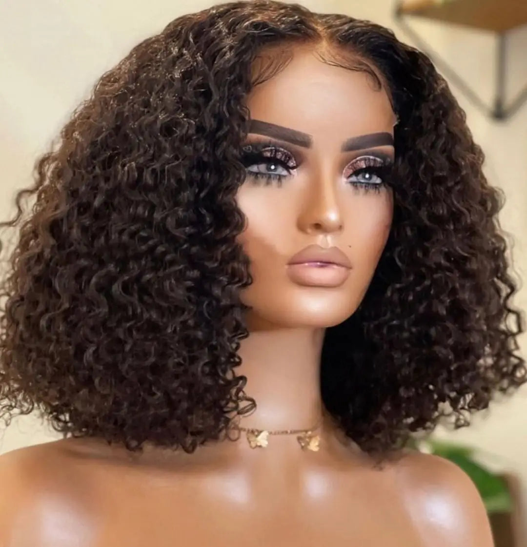 Deep Wave Short Bob T Part Lace Frontal Wig Human Hair Pre plucked Baby Hair