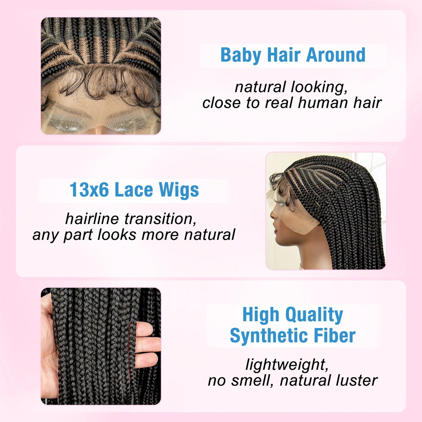Lace Frontal Afro Synthetic Braided Cornrow Wigs
