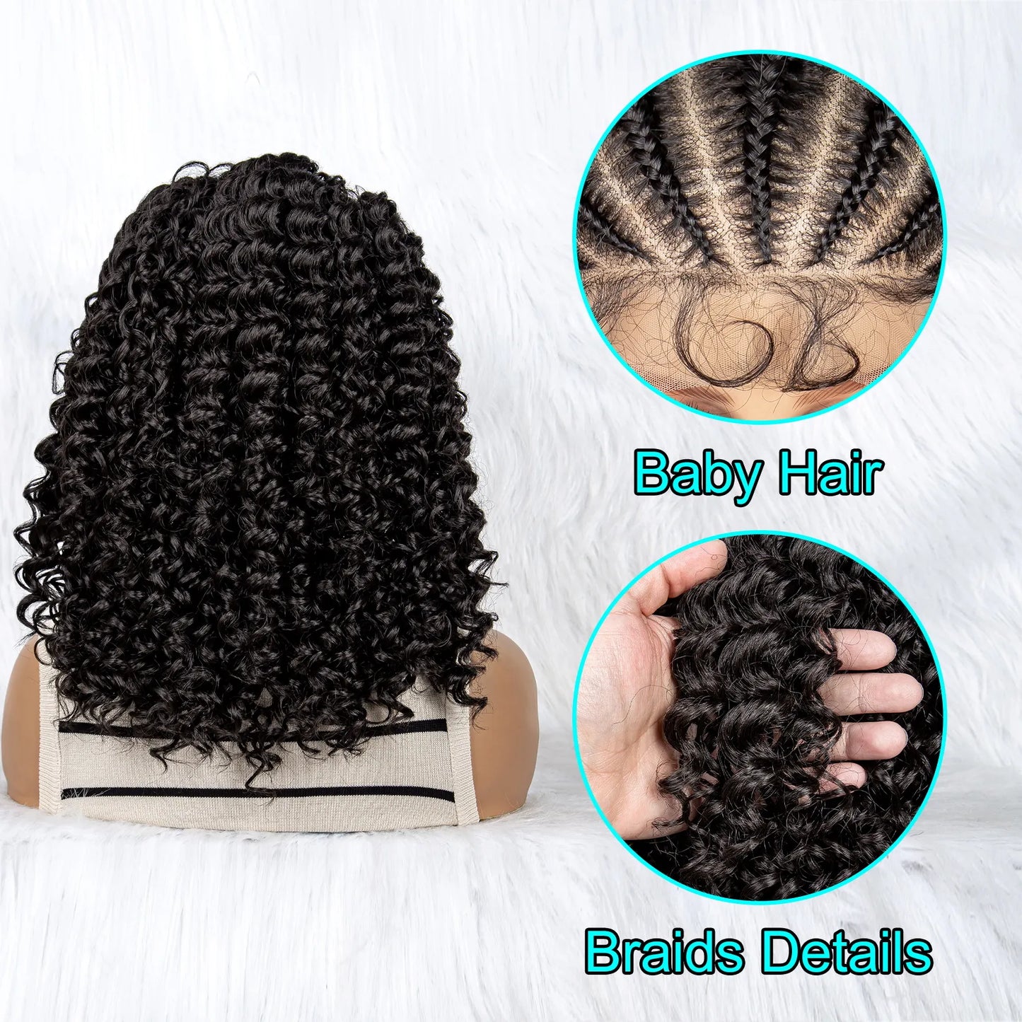 Lace Front Kinky Curly Cornrow Hair - Supreme Lush Hair