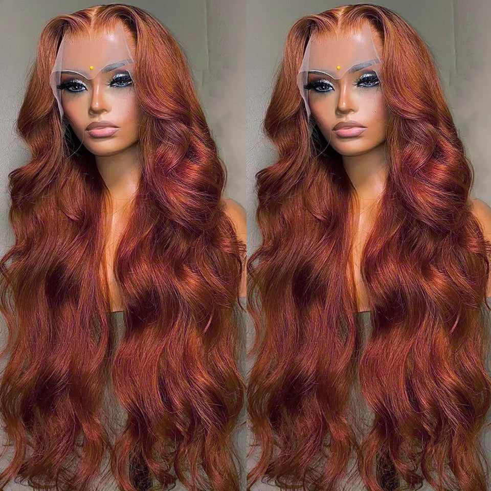 Reddish Brown Body Wave Lace Front Pre Plucked Closure Wig