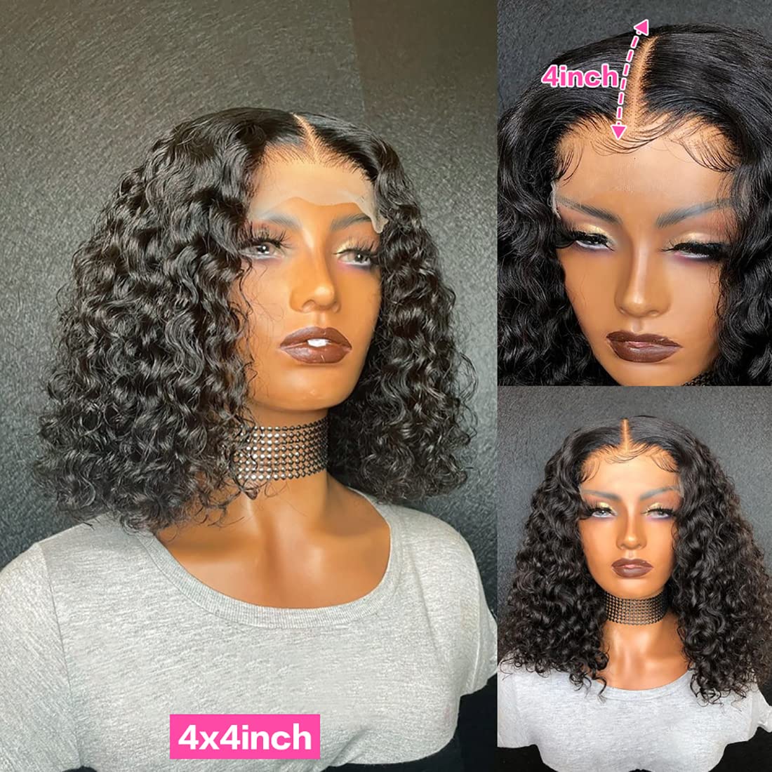 Curly Short Bob Human Hair Frontal Brazilian Remy Wig - Supreme Lush Hair
