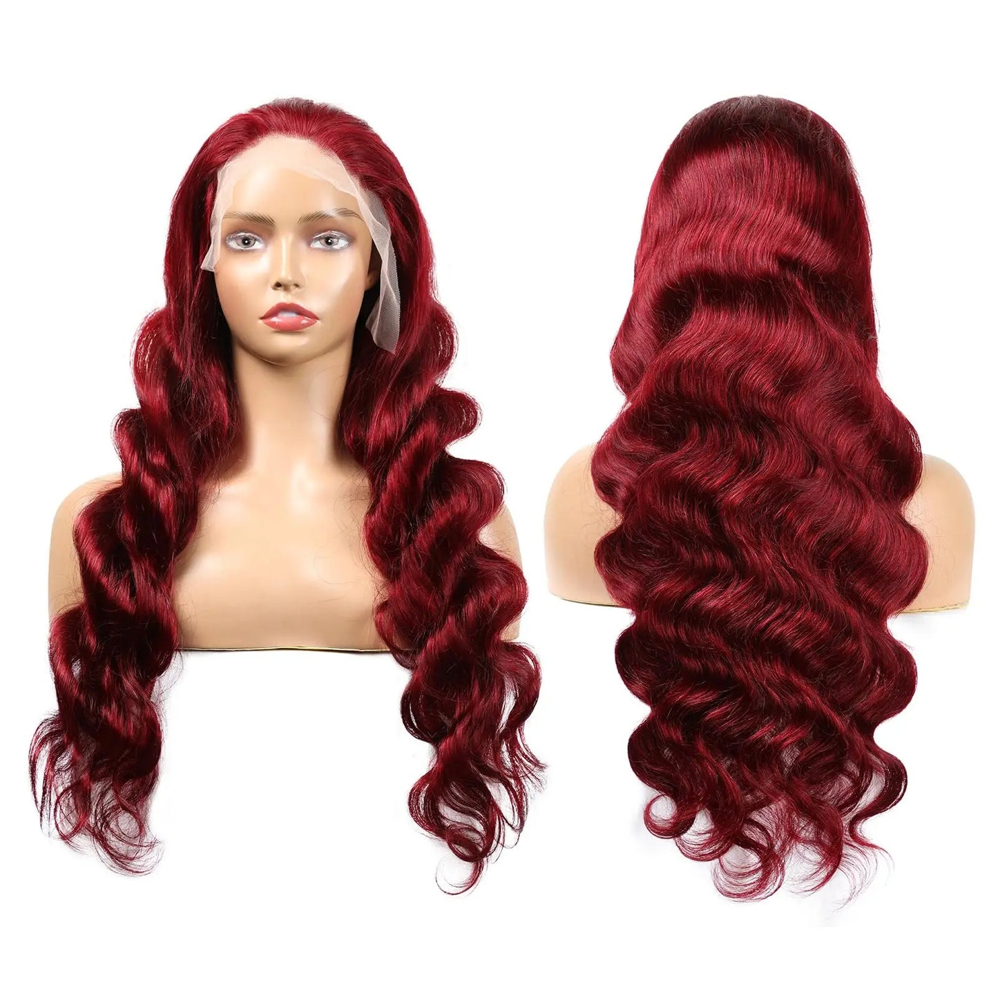99J Burgundy Lace Front Human Hair Wig Body Wave Red Colored Glueless Wigs Brazilian 13x4 HD Lace Frontal Wigs For Women