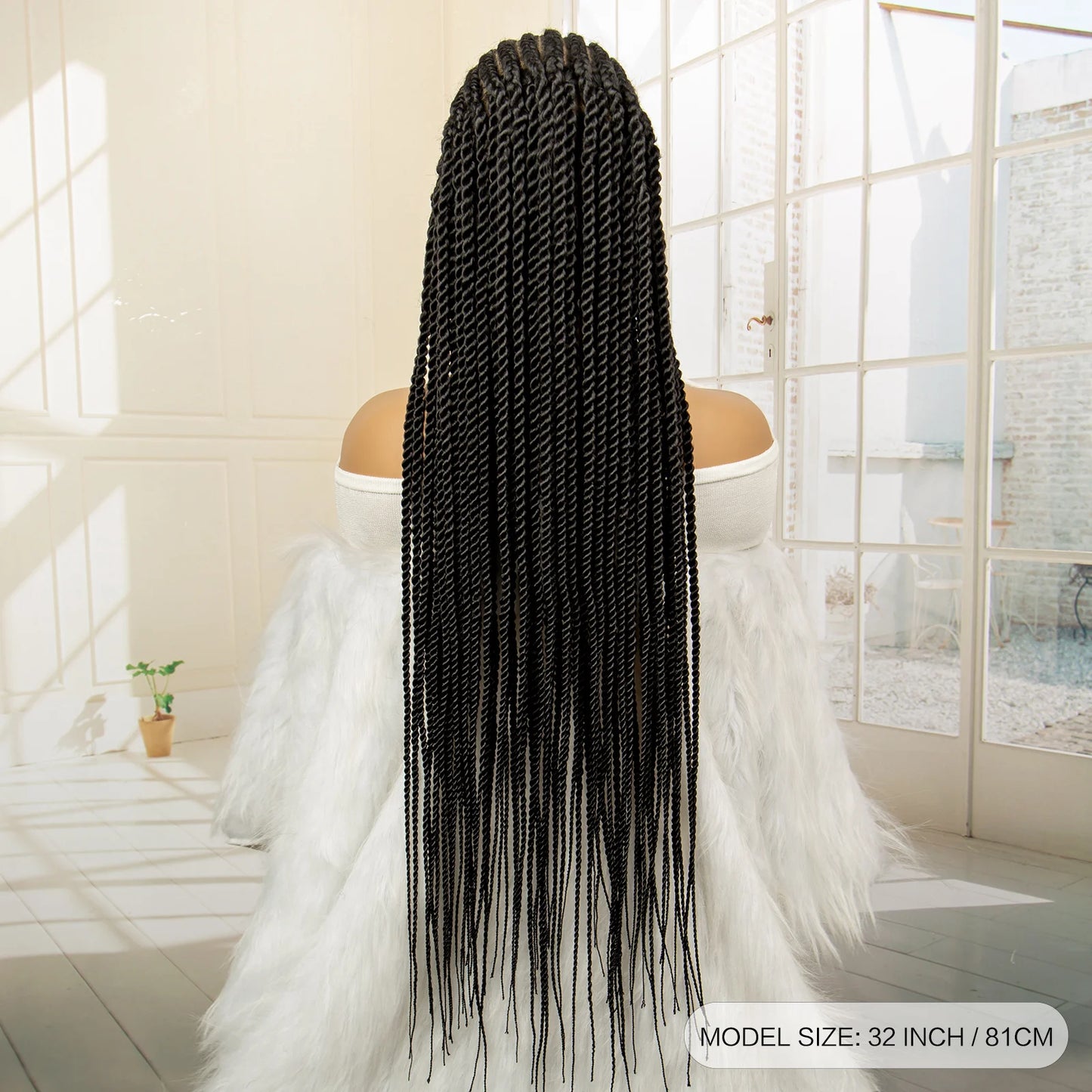 Full Lace Twist Braided 32 Inches Knotless Box Braided Cornrow Wigs with Baby Hair