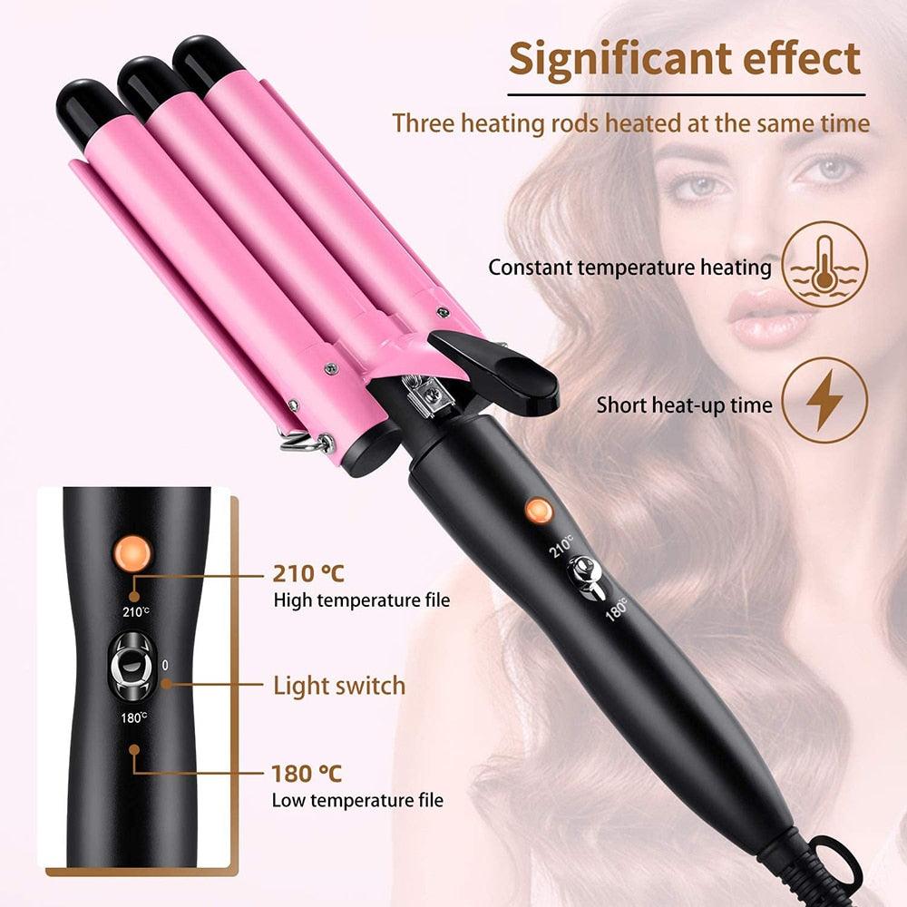 Triple Barrels Ceramic Hair Curling Iron - Supreme Lush Hair