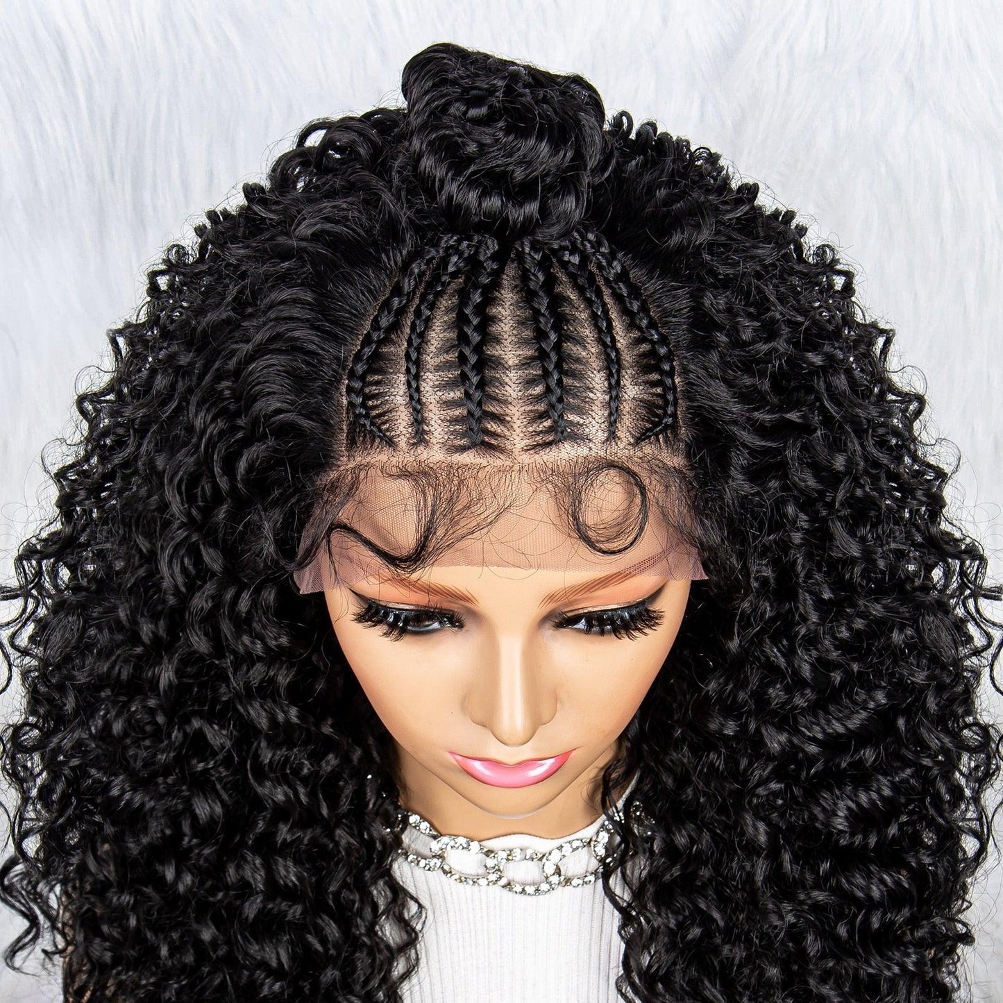 Synthetic Lace Front Braided Wigs Kinky Curly Hair - Supreme Lush Hair