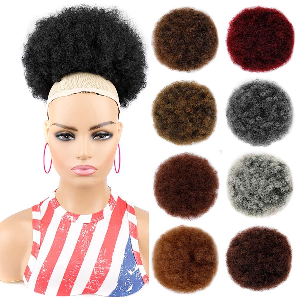 Afro Puff Hair Bun Ponytail Synthetic Kinky Curly Ponytail - Supreme Lush Hair