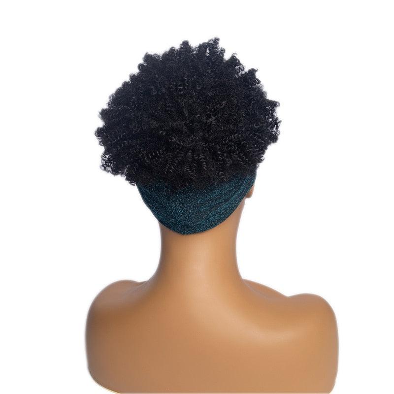 Short Kinky Curly Synthetic Headband Wigs with Scarf - Supreme Lush Hair