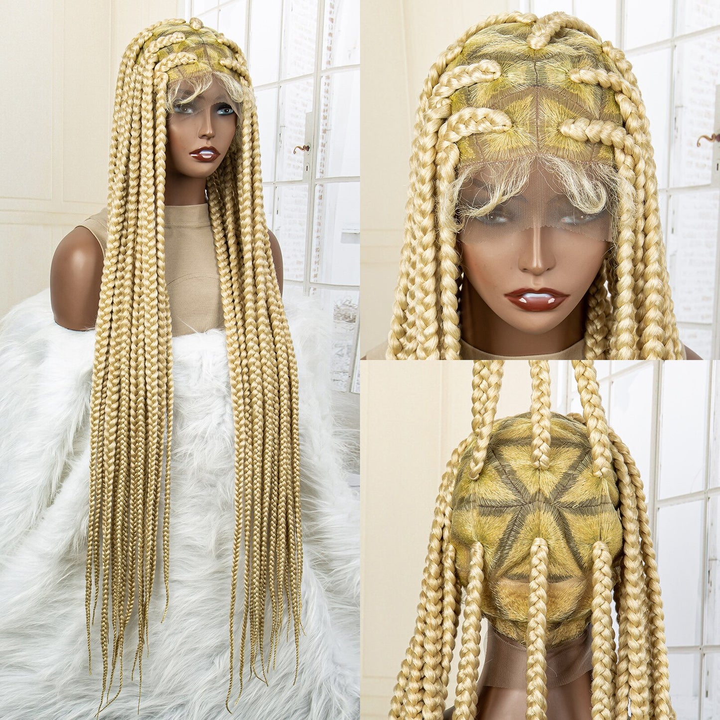 Synthetic Big Knotless Full Lace Braided Wigs - Supreme Lush Hair