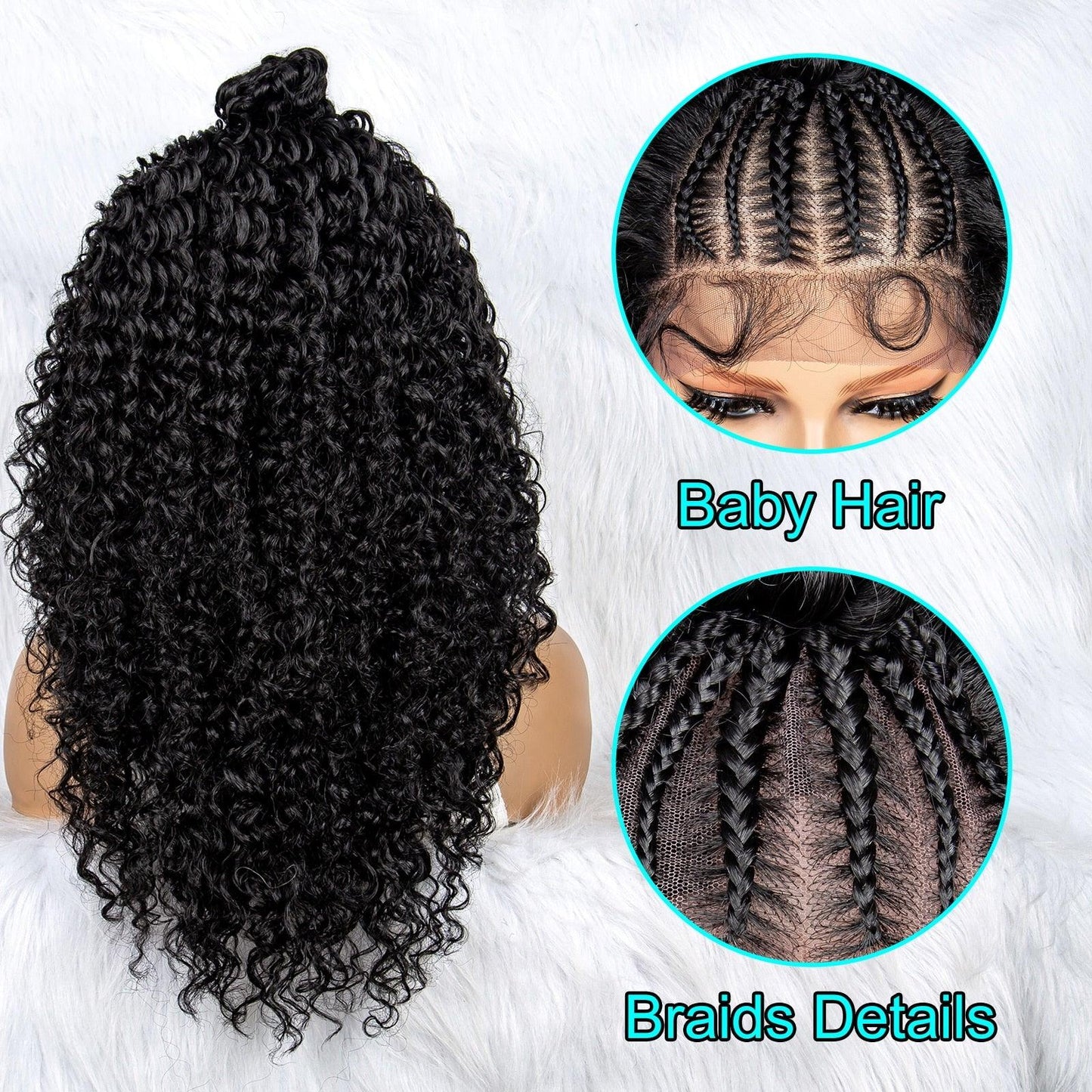 Synthetic Lace Front Braided Wigs Kinky Curly Hair - Supreme Lush Hair