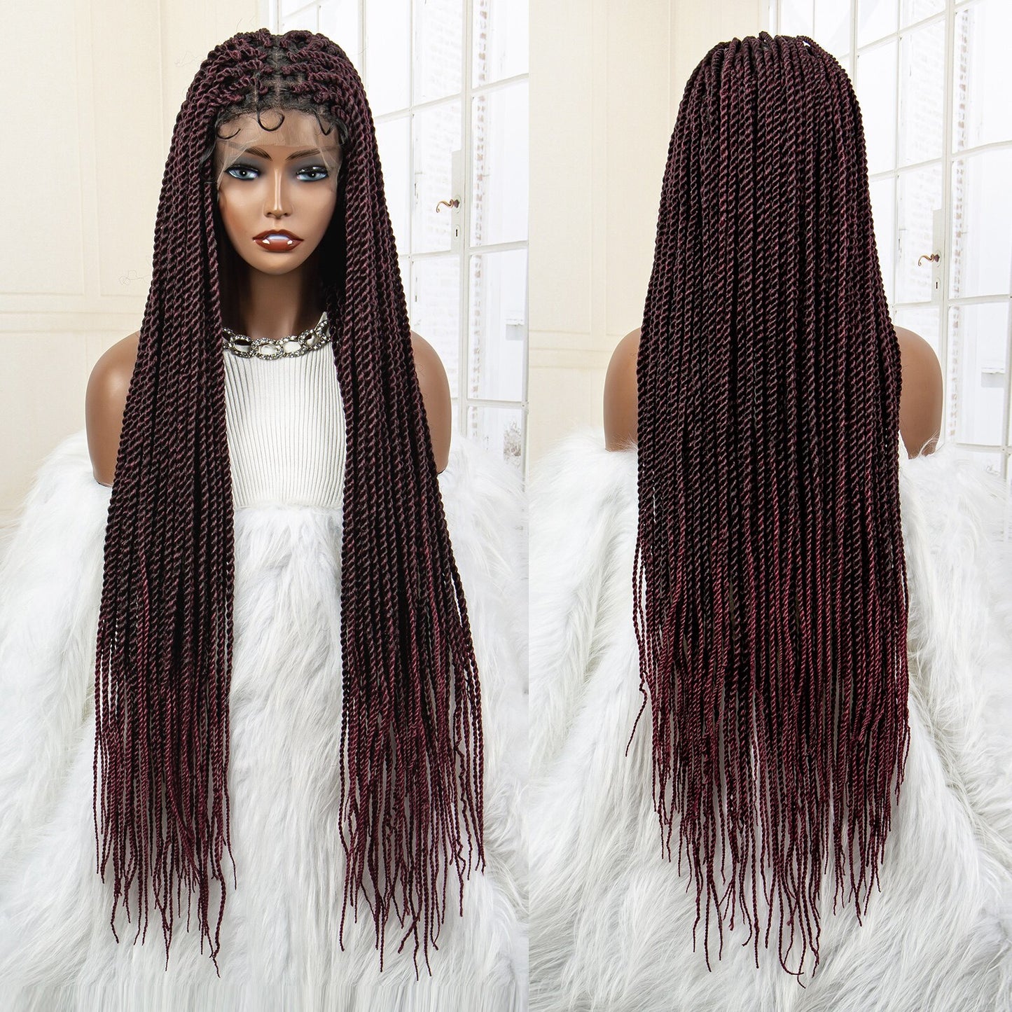 Twist Braided Synthetic Full Lace Frontal Pre Plucked with Baby - Supreme Lush Hair