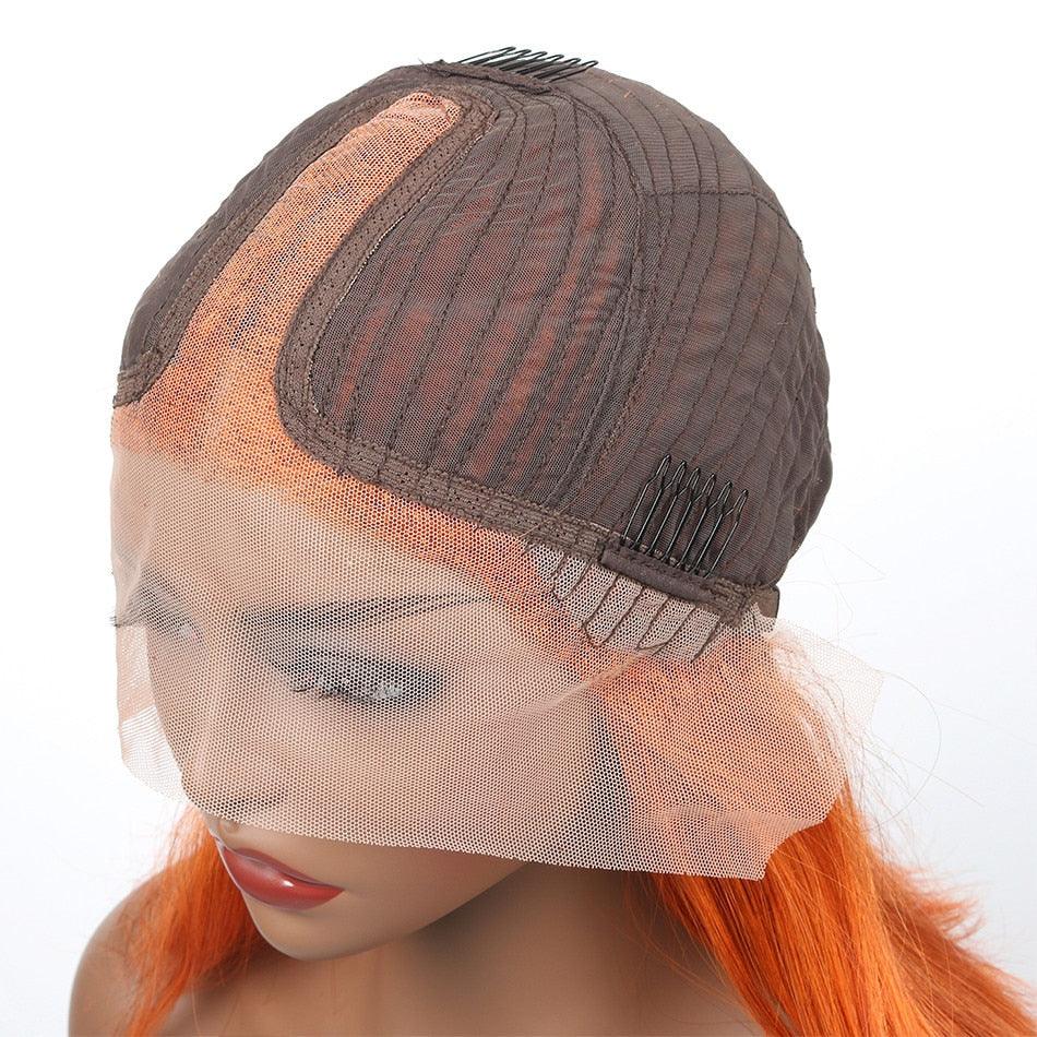 Orange Ginger Straight Bob Transparent Lace Front Human Hair Wigs - Supreme Lush Hair