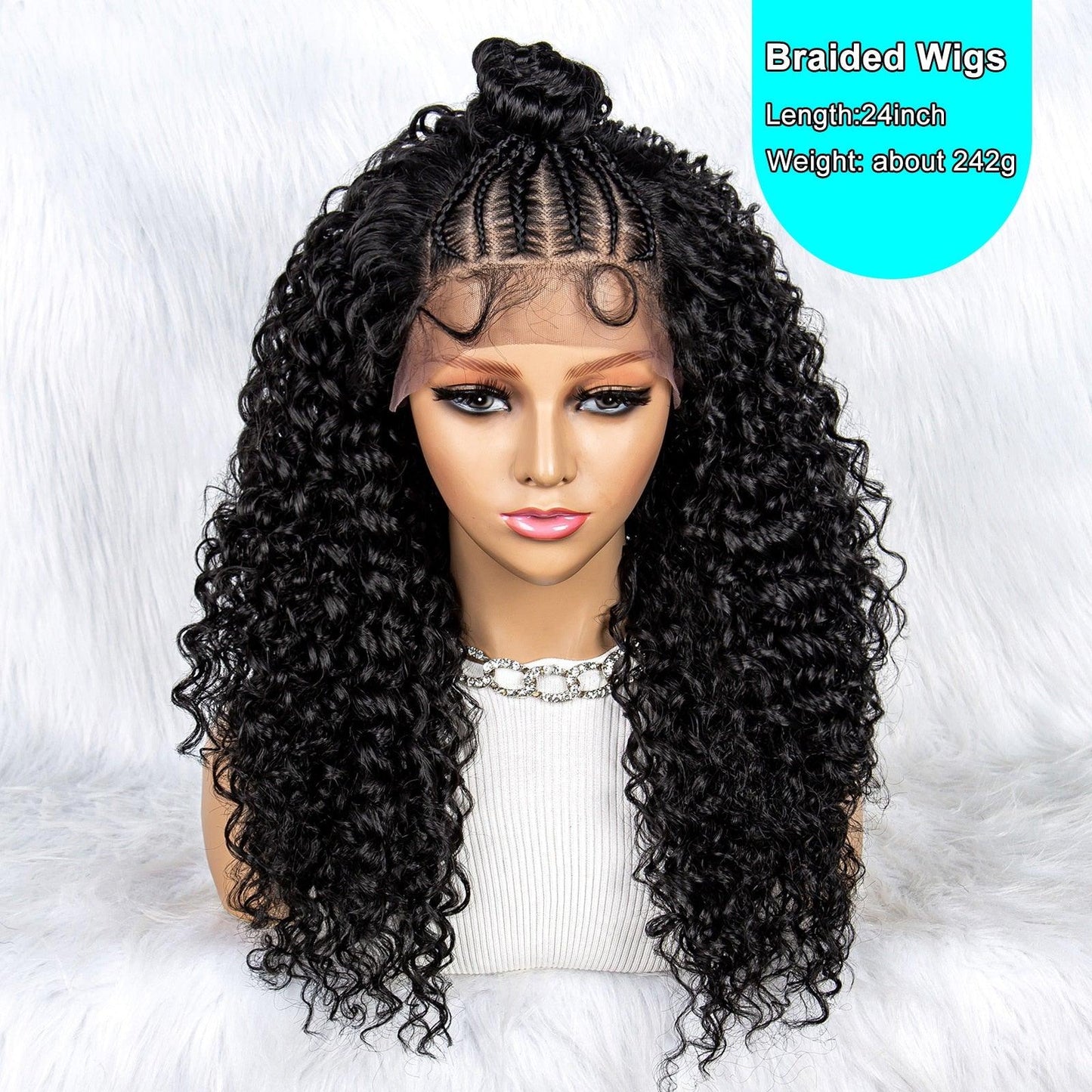 Synthetic Lace Front Braided Wigs Kinky Curly Hair - Supreme Lush Hair