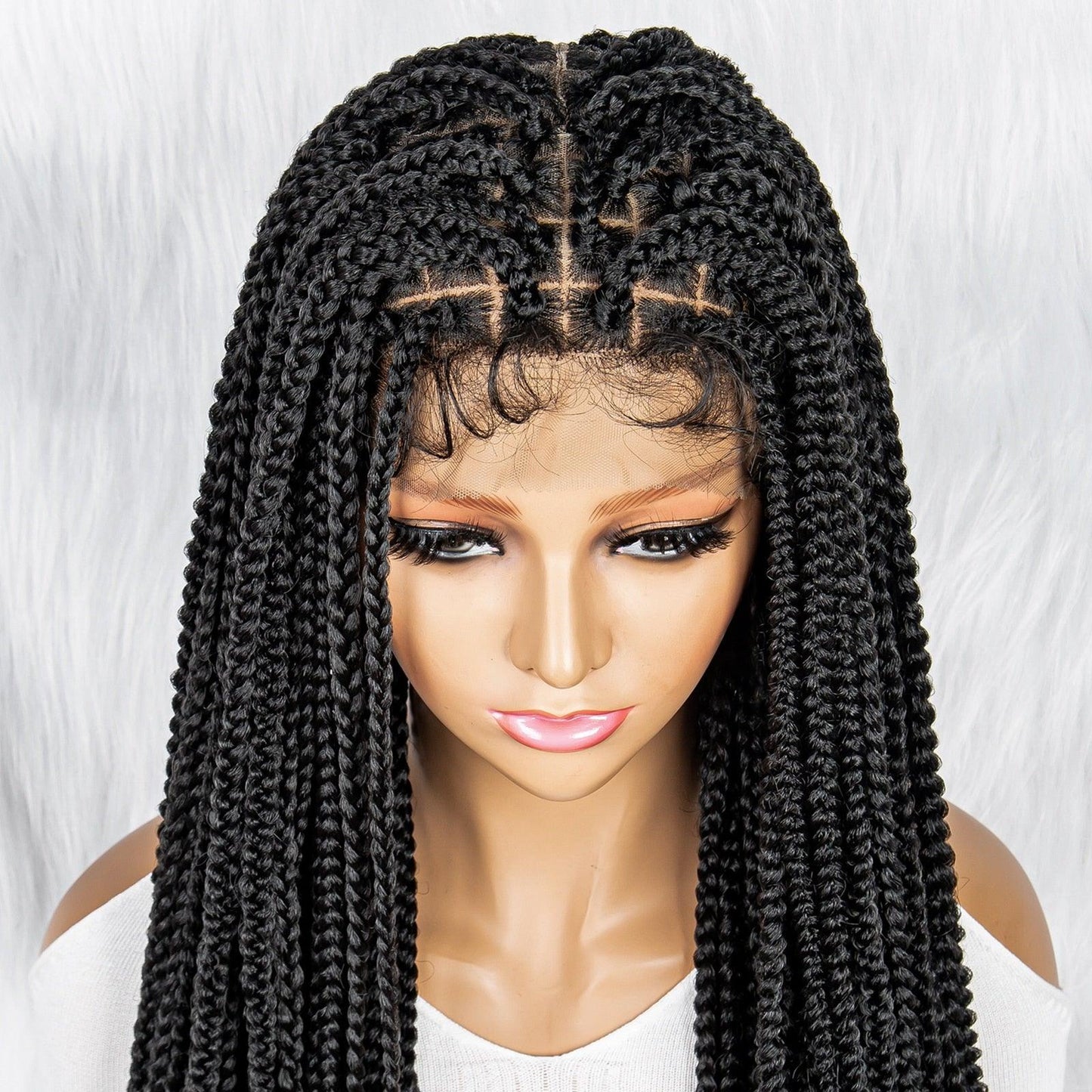 Lace Front Wig Knotless Synthetic Box Braids Wig - Supreme Lush Hair