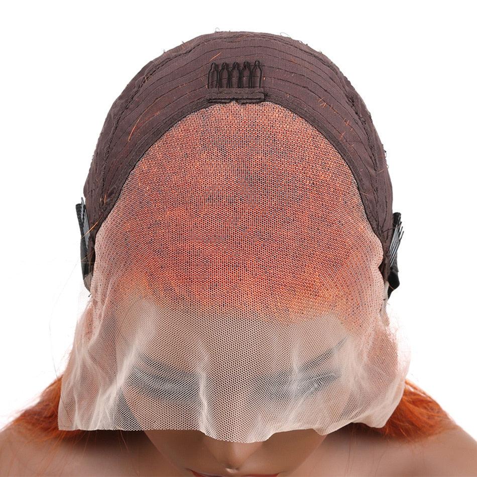 Orange Ginger Straight Bob Transparent Lace Front Human Hair Wigs - Supreme Lush Hair