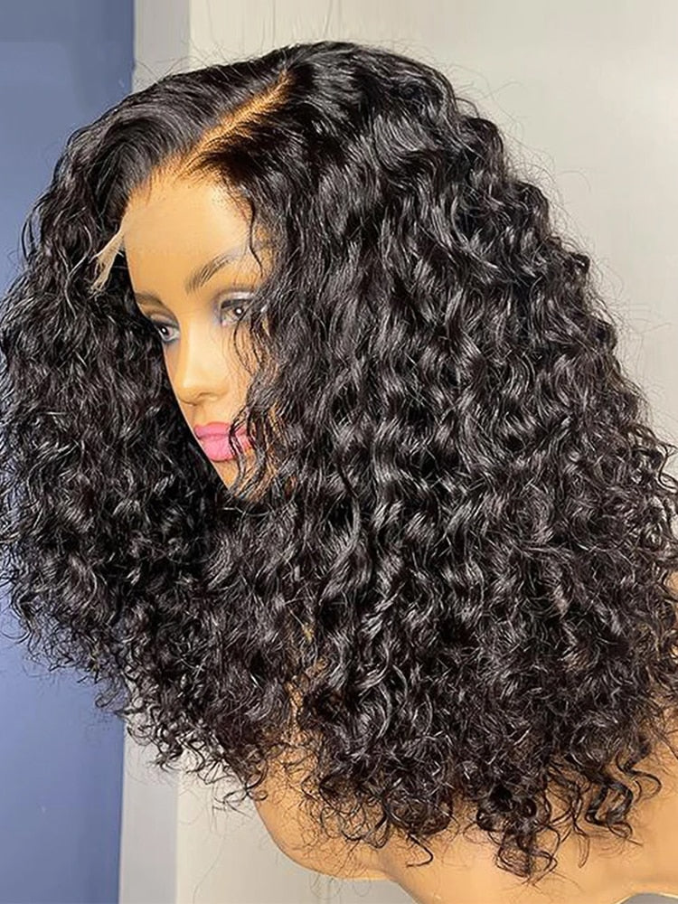 Curly 13x4 Short Bob Wigs 13x4 Lace Frontal Human Hair Wigs Lace Closure n Transparent 5*1 Lace - Supreme Lush Hair
