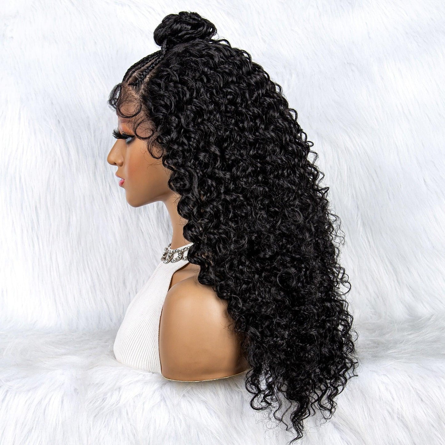 Synthetic Lace Front Braided Wigs Kinky Curly Hair - Supreme Lush Hair