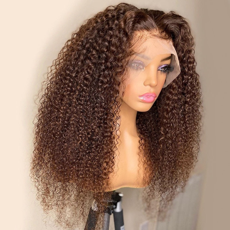 Pre plucked 180%Density Glueless Kinky Curly Lace Front Wig With Baby Hair - Supreme Lush Hair