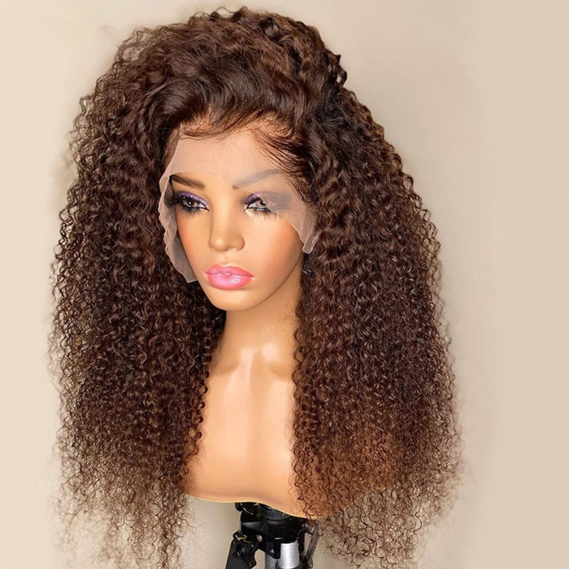 Pre plucked 180%Density Glueless Kinky Curly Lace Front Wig With Baby Hair - Supreme Lush Hair