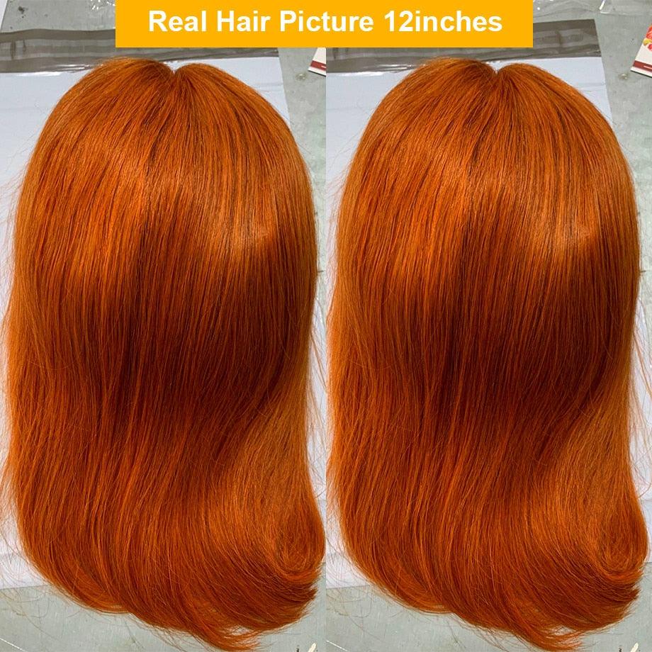 Orange Ginger Straight Bob Transparent Lace Front Human Hair Wigs - Supreme Lush Hair