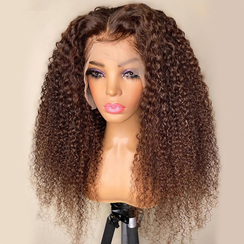 Pre plucked 180%Density Glueless Kinky Curly Lace Front Wig With Baby Hair - Supreme Lush Hair