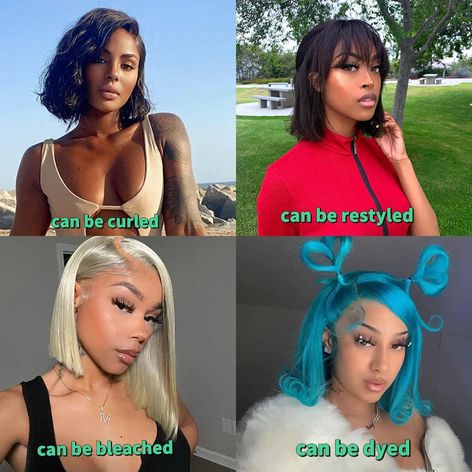 Colored Short Bob Human Hair Wigs