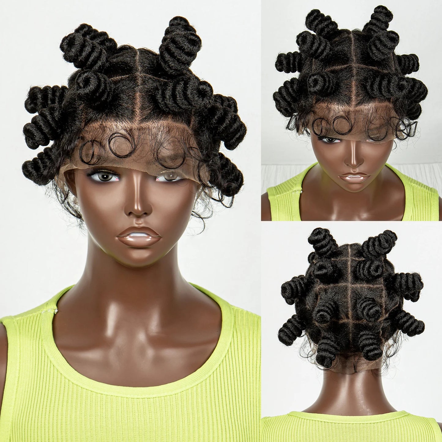 350 Coloured Knotless Box Braided Wig Full Lace Synthetic Cornrow Braided Wig with Baby Hair