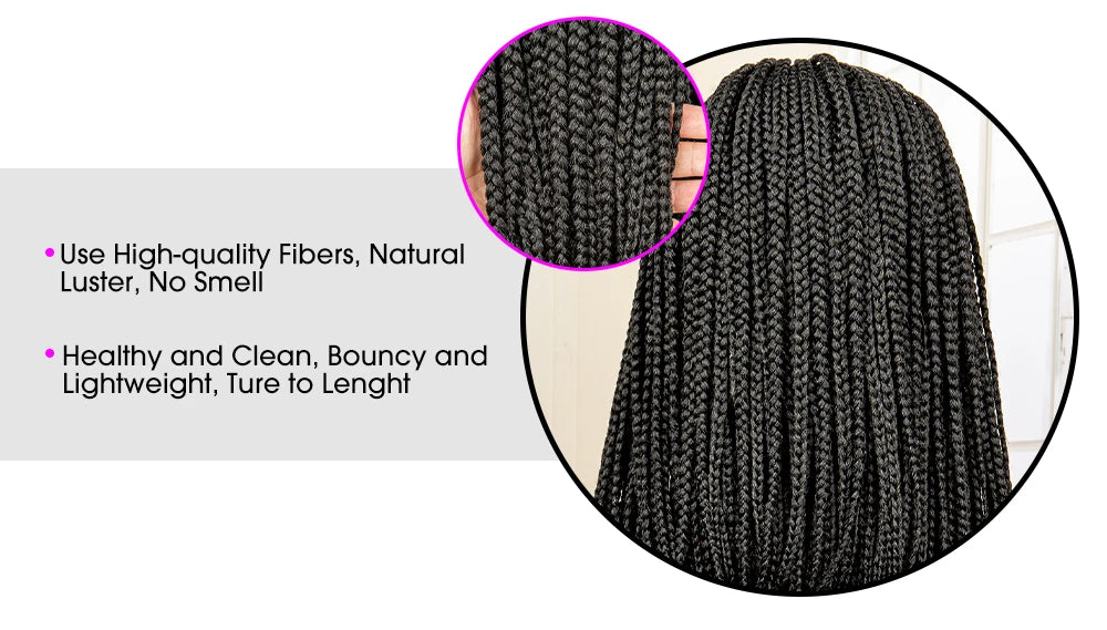 16 Inches Short Afro Bob Cornrow Braids Synthetic 13x4 Lace Frontal Natural Colour